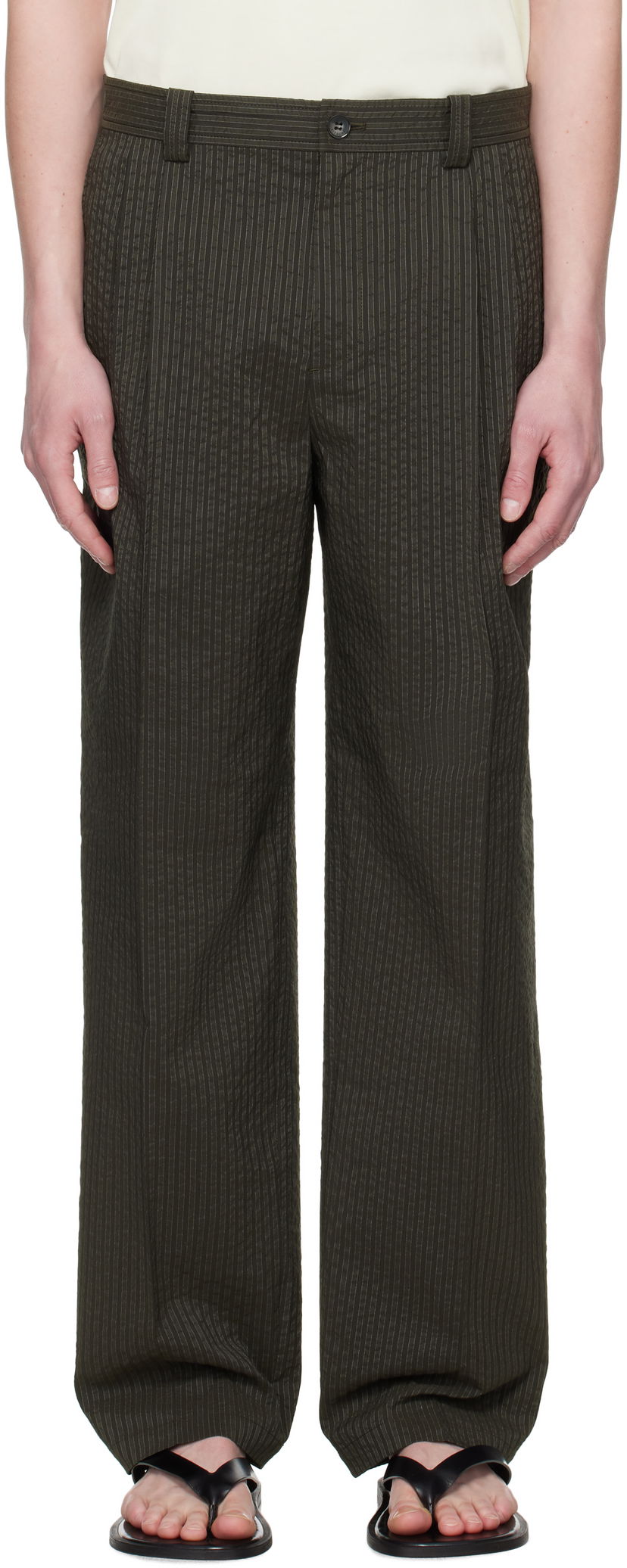 Штани MAISON KITSUNÉ Maison Kitsuné Relaxed Pleated Trousers Зелений | OM01112WC5032
