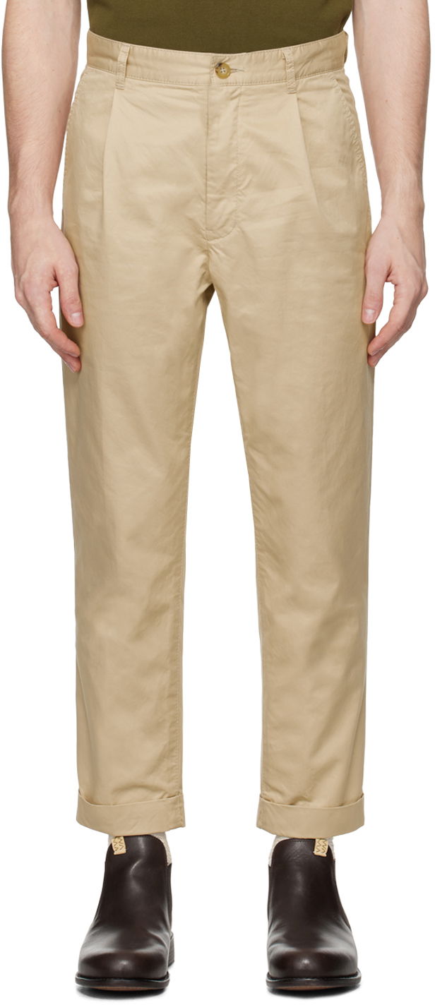 Штани BEAMS Beams Plus 1 Pleat Trousers бежевий | 3823-0111-874