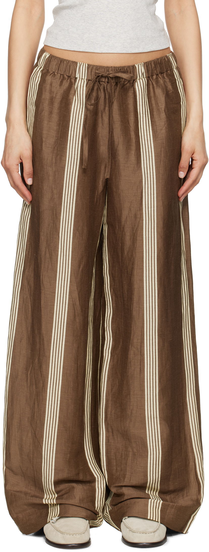 Штани rag & bone rag & bone Olivia Linen Trousers Коричневий | WAW25S70219321