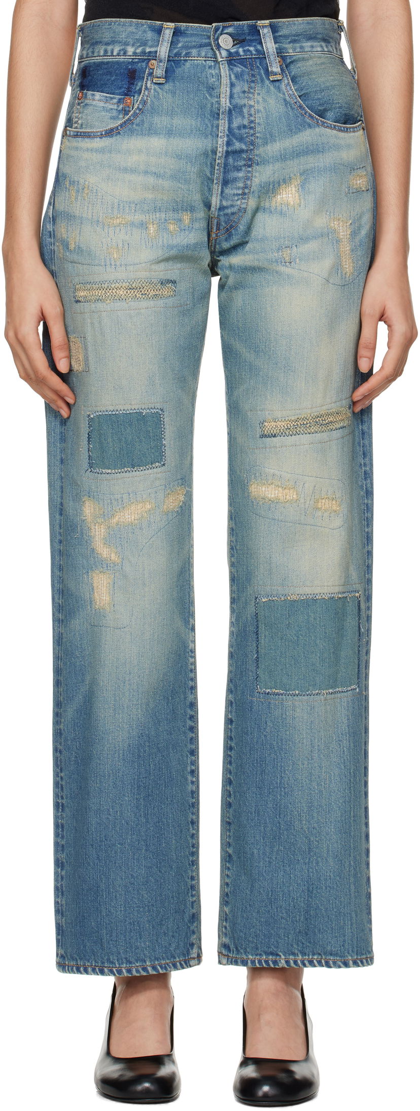 Джинси Junya Watanabe Customized Edition Distressed Jeans Синій | JN-P106-100