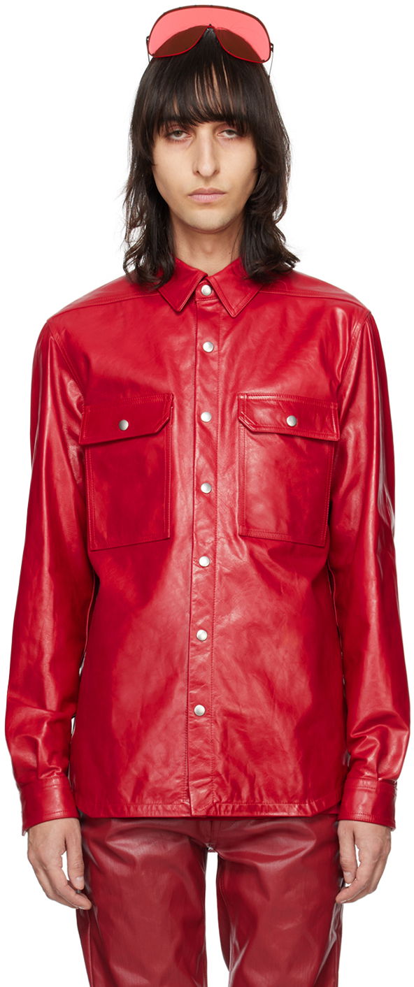 Сорочка Rick Owens Rick Owens Leather Overshirt Червоний | RU01D3729 LSU