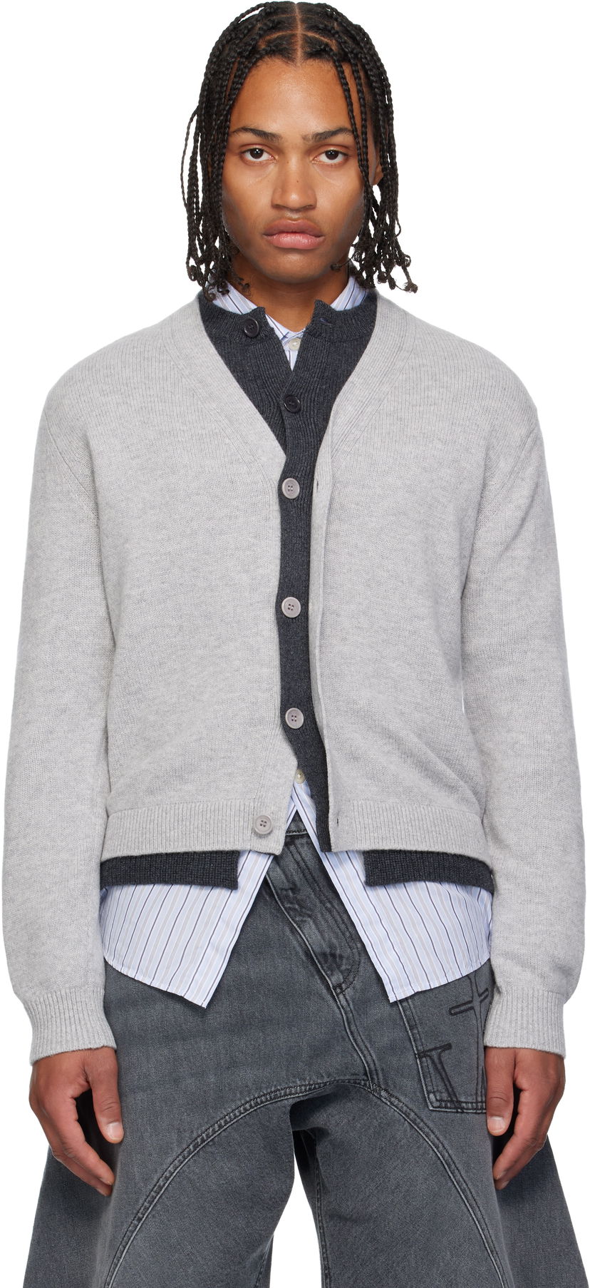 Cветр JW Anderson JW Anderson Layered Cardigan Сірий | KW1434-YN0423