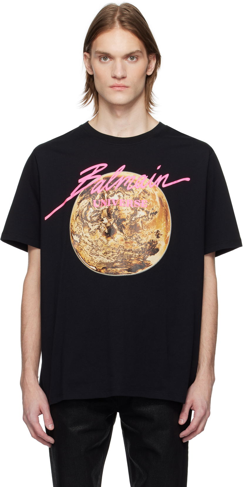 Футболка Balmain Balmain 'Universe' Logo & Planet Graphic T-Shirt чорний | EH0EG010GE78