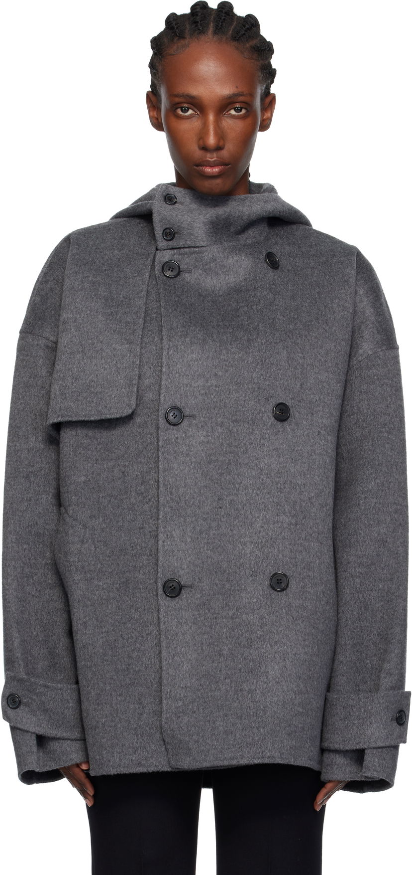 Пальто JW Anderson JW Anderson Oversized Peacoat Сірий | CO0343-PG1559