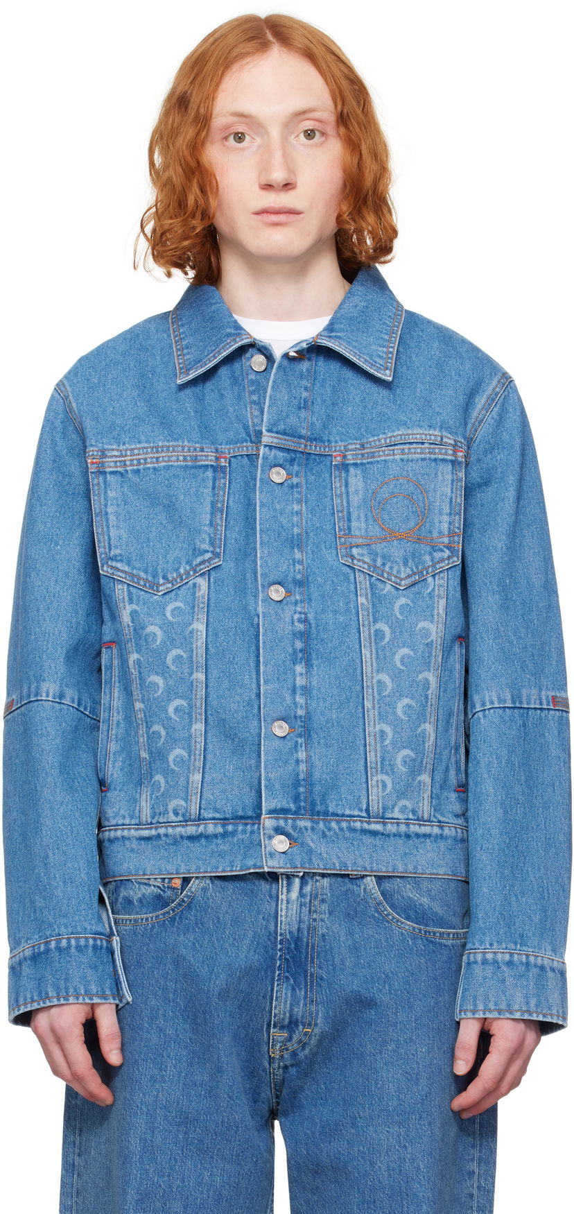 Куртка Marine Serre Marine Serre Moon Laser Denim Trucker Jacket Синій | MJA063A CDEN0002