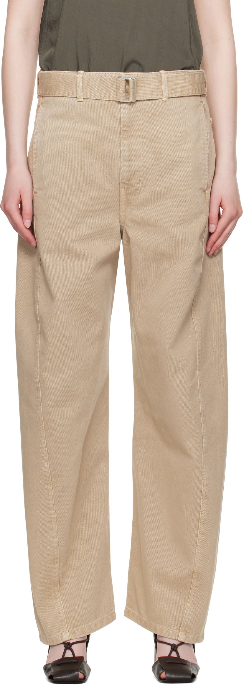 Штани LEMAIRE Lemaire Twisted Belted Pants бежевий | PA326 LD1042