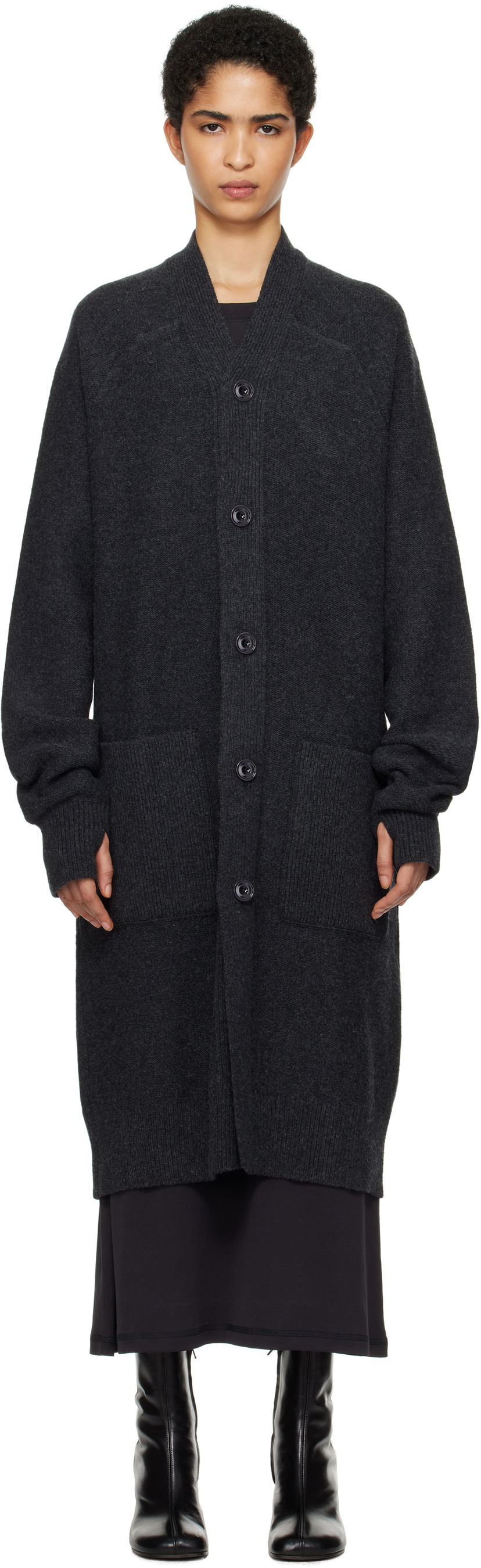 Cветр LEMAIRE Long Knit Cardigan Сірий | TO1256 LK1026