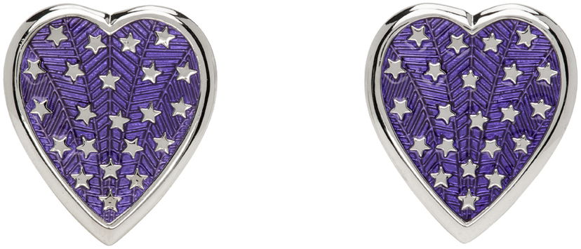 Сережки Chopova Lowena Chopova Lowena Silver Heart Shaped Earrings with Star Design Фіолетовий | 6505