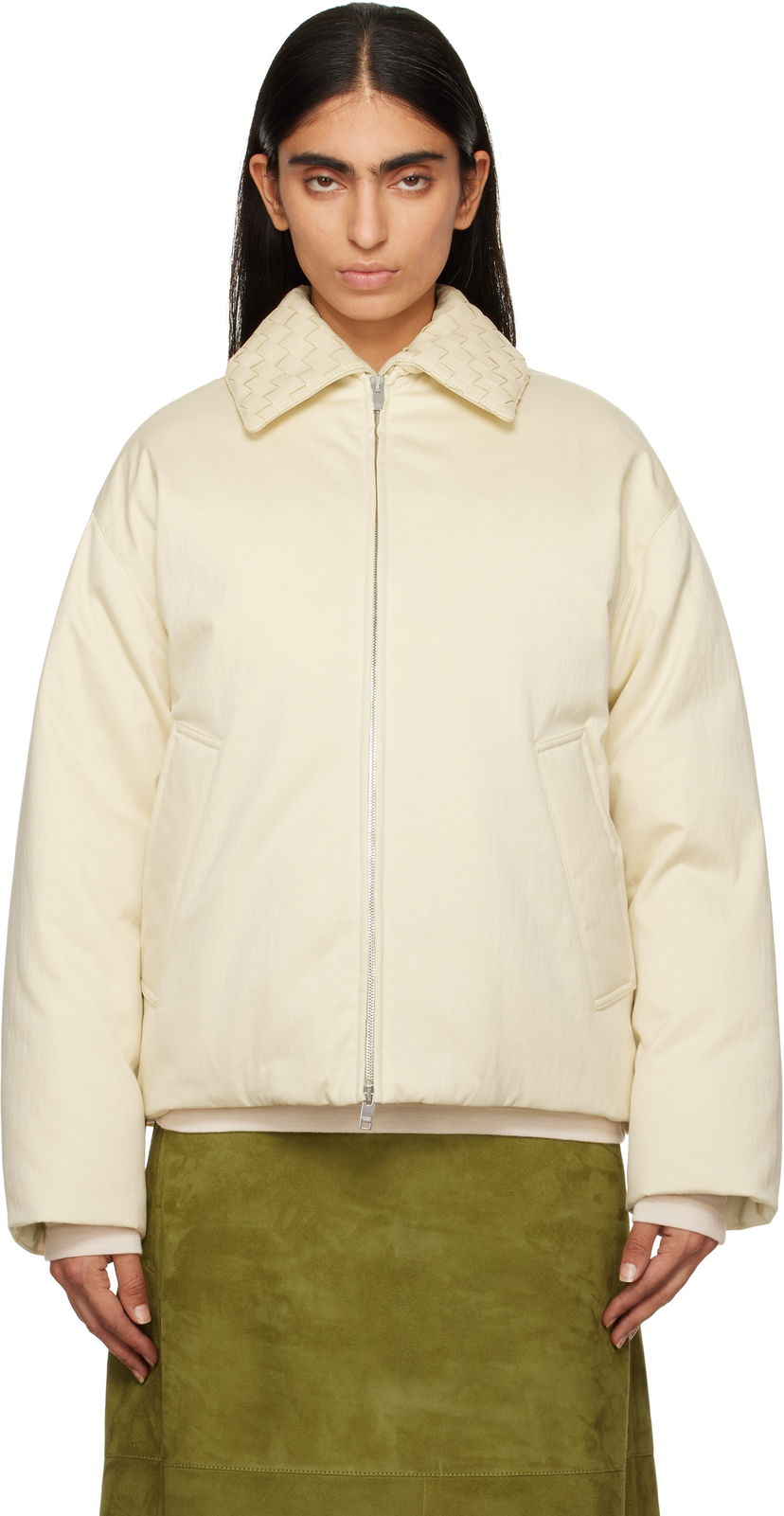 Пуховик Bottega Veneta Cotton Twill Down Puffer Jacket бежевий | 809558 V1X50