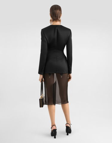 Куртка Dolce & Gabbana Dolce & Gabbana Single-Breasted Duchess Jacket with Conical Cups чорний | F27FDTFU1KMN0000, 2