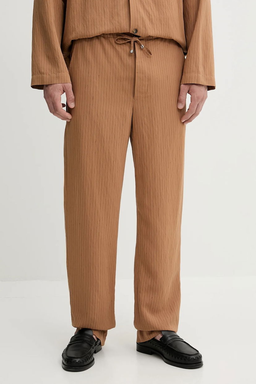Штани Nanushka Nanushka DEMIS Striped Casual Trousers Коричневий | NM25SSPA11675