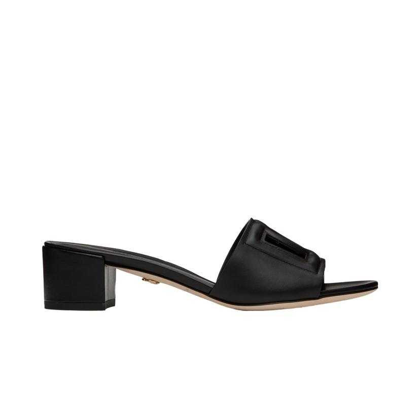 Кросівки та взуття Dolce & Gabbana Heeled Leather Sandals чорний | CR1139 AY329
