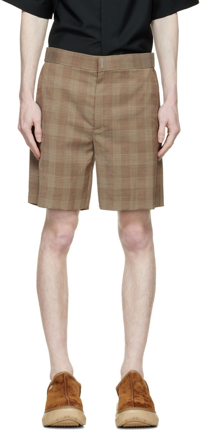 Шорти Givenchy Designer Wool Plaid Shorts Коричневий | BM50YC147F