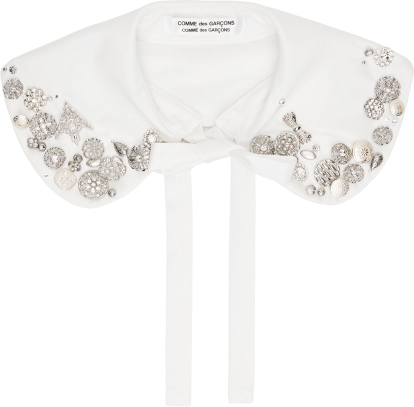 Шарф Comme des Garçons Comme des Garçons Embellished Knit Collar білий | RO-K802-051-2