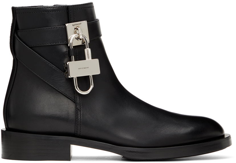 Кросівки та взуття Givenchy Padlock Leather Ankle Boots чорний | BE602PE0YP