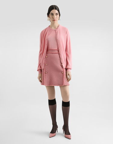 Спідниця Dolce & Gabbana Dolce & Gabbana Raschel Tweed Skirt with DG Logo Buttons Рожевий | F4C03TGDCYKF0473, 1