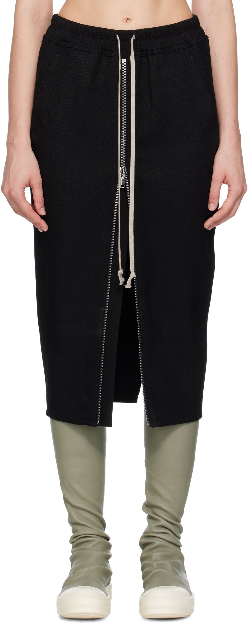 Спідниця Rick Owens Rick Owens Zipped Short Pillar Midi Skirt чорний | RP02E4375 WD