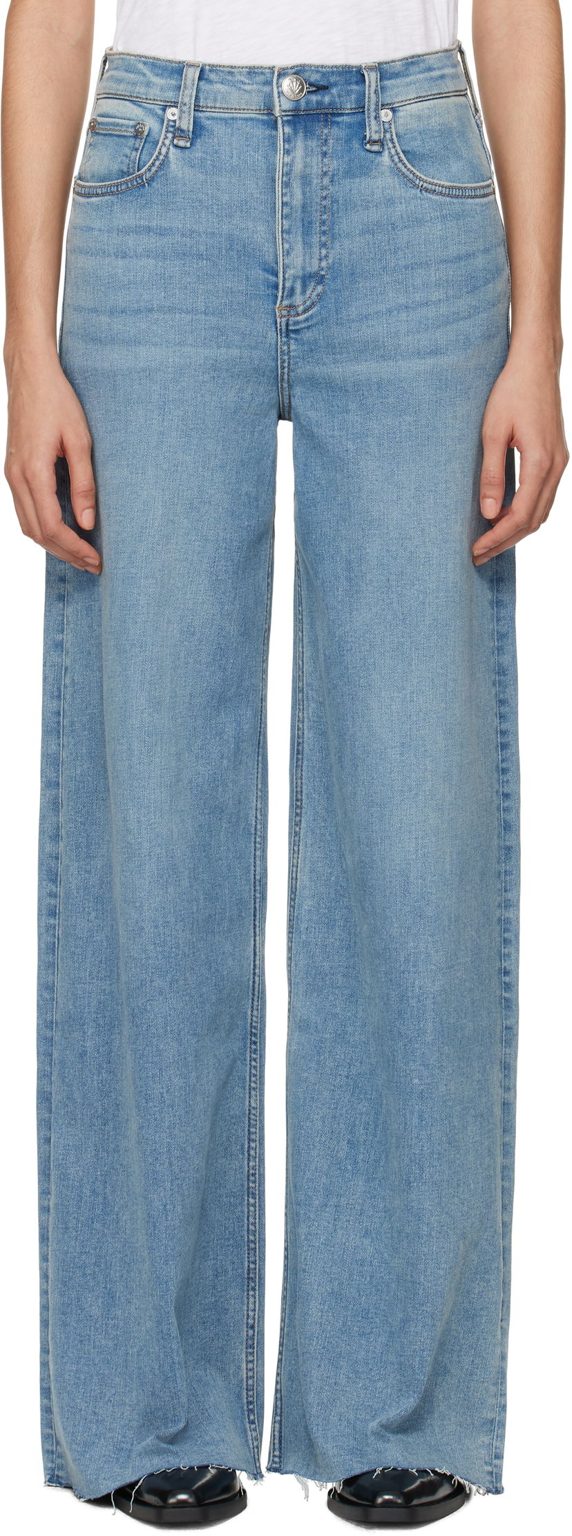 Джинси rag & bone 'The Sofie' High-Rise Ultra Wide Jeans Синій | WDD24F2952FUWH