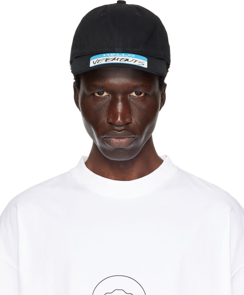 Кепка VETEMENTS My Name Sticker Black Cap чорний | UA66CA110B