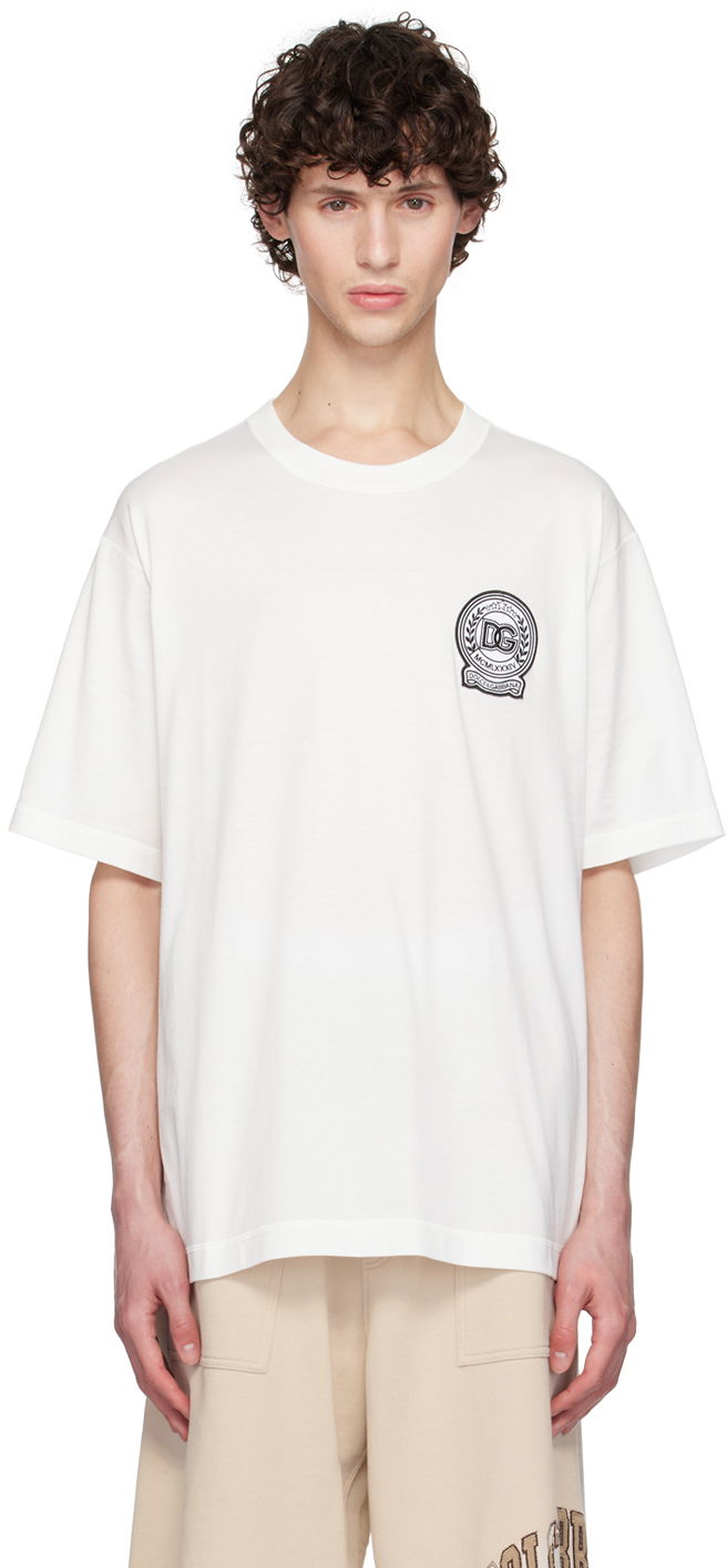 Футболка Dolce & Gabbana Dolce&Gabbana T-Shirt With Embroidered Logo білий | G8PN9ZG7NYE