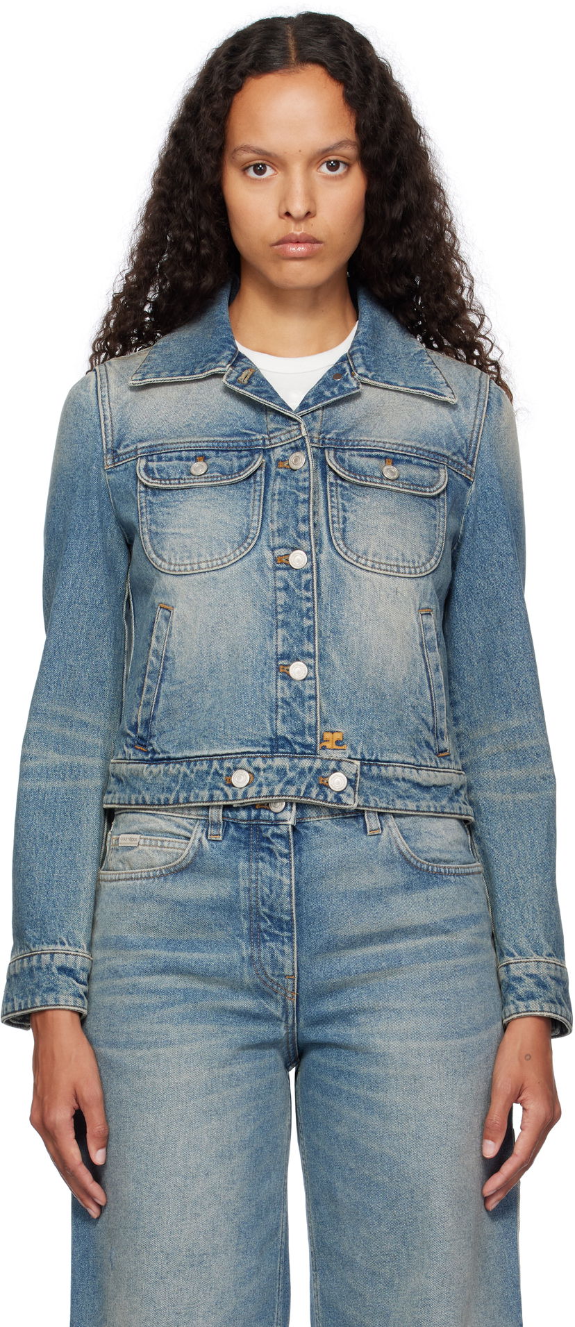 Куртка Courrèges Courrèges Denim Trucker Jacket Синій | 324DBL002DE0033