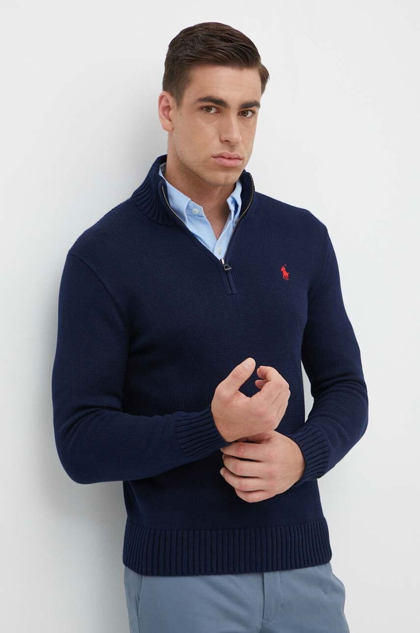 Cветр Polo by Ralph Lauren Polo Ralph Lauren Half-Zip Sweater темно-синій | 710859939