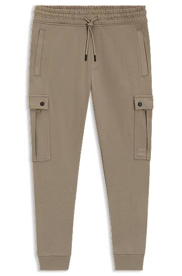 Спортивні штани BOSS Relaxed-Fit Cotton-Terry Cargo Joggers бежевий | 50542917
