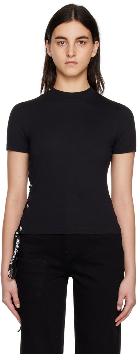 Футболка Versace Jeans Couture Lace-Up T-Shirt чорний | E74HAH615EJ0020