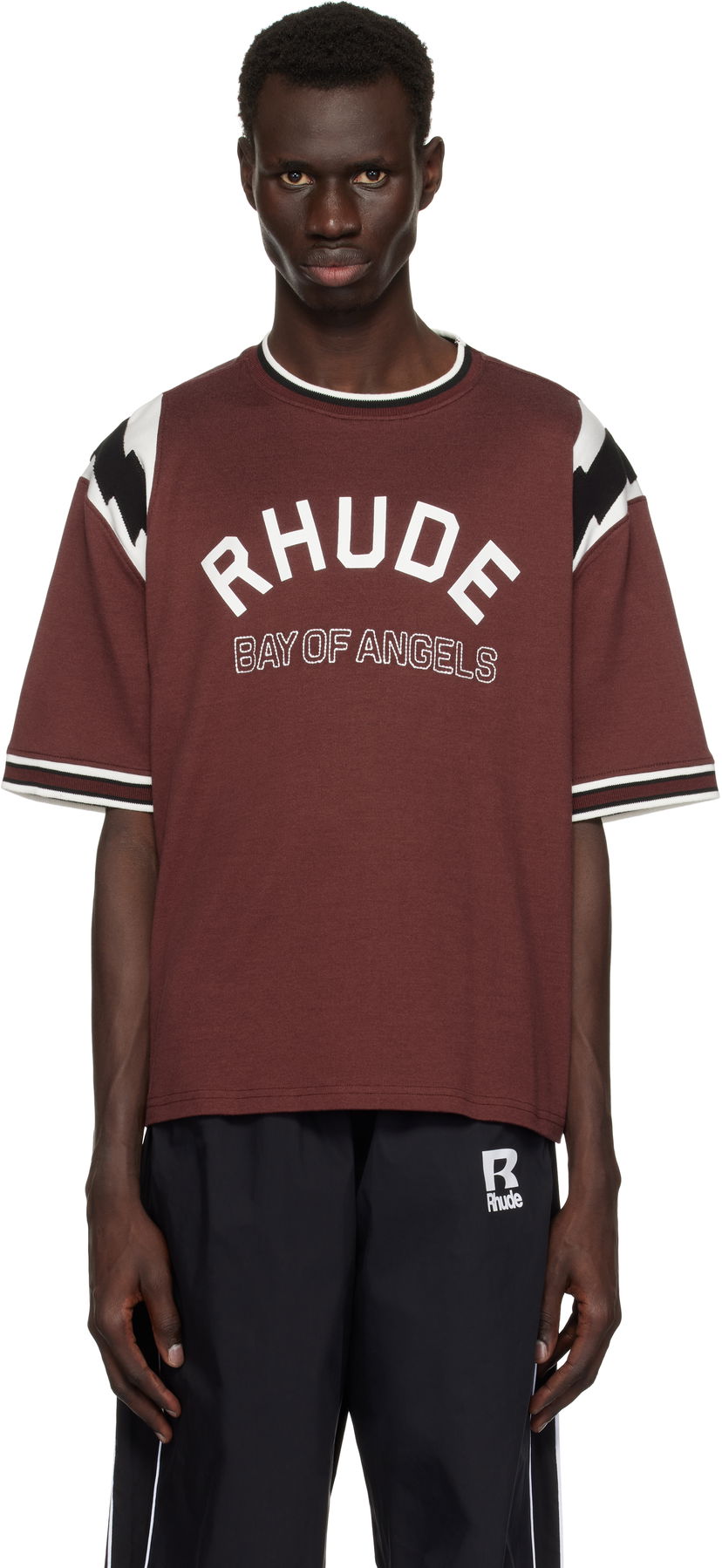 Футболка Rhude Rhude Lightning Ringer Jersey T-Shirt Коричневий | RHPS25TT19012