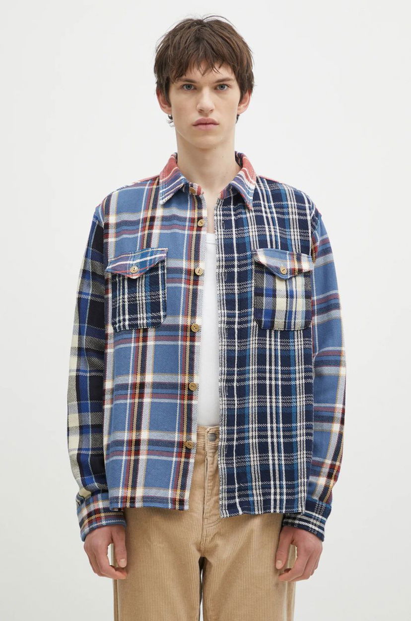 Сорочка Human Made Crazy Check Relaxed Longsleeve Shirt Синій | HM28SH014