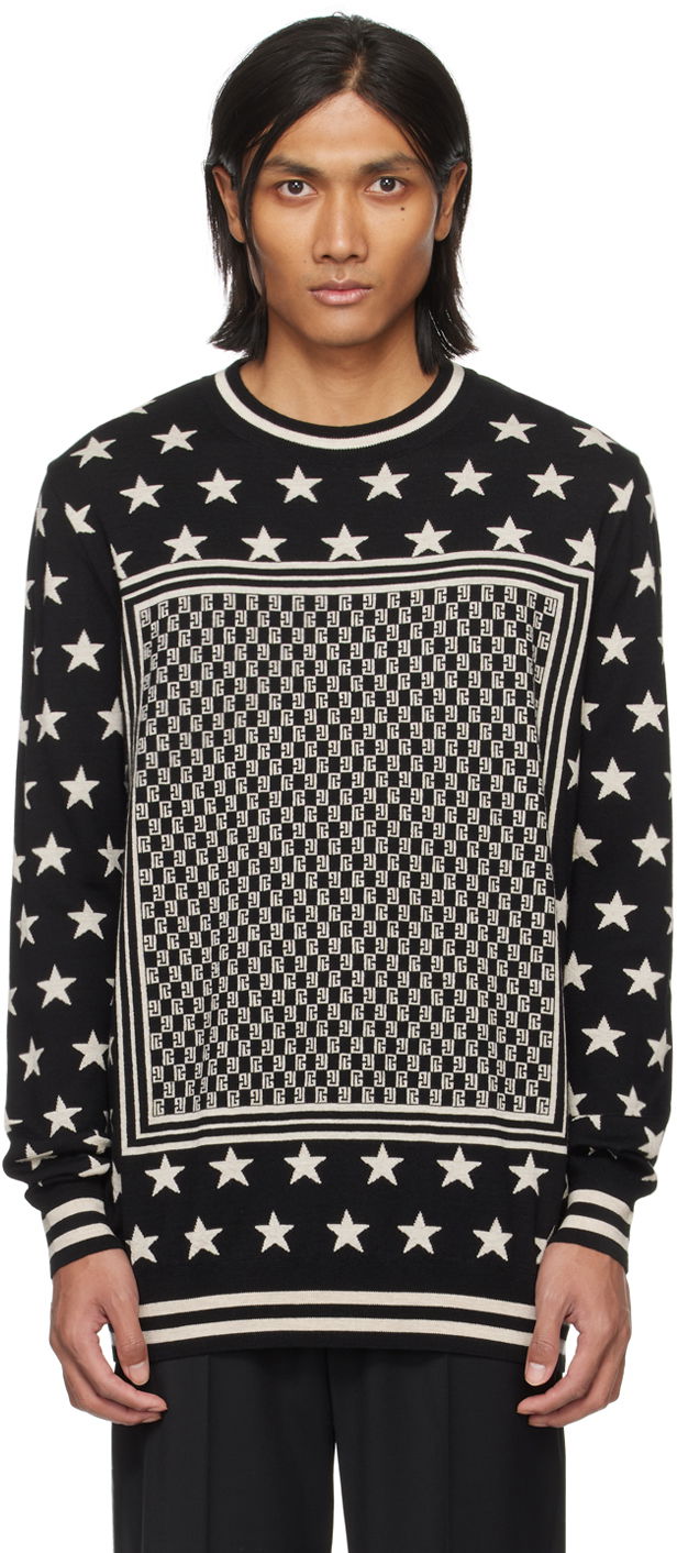 Cветр Balmain Mini Monogram Stars Sweater чорний | CH1KD000KF77