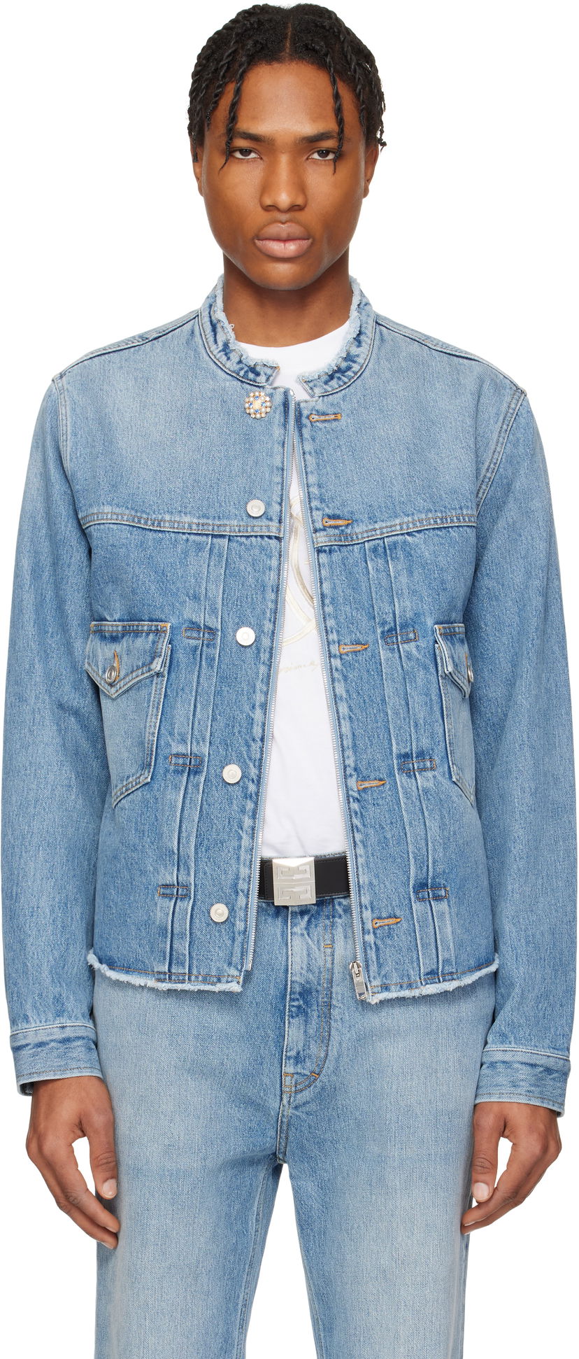 Куртка Givenchy Givenchy Reworked Biker Denim Jacket Синій | BM01BE5YCH415
