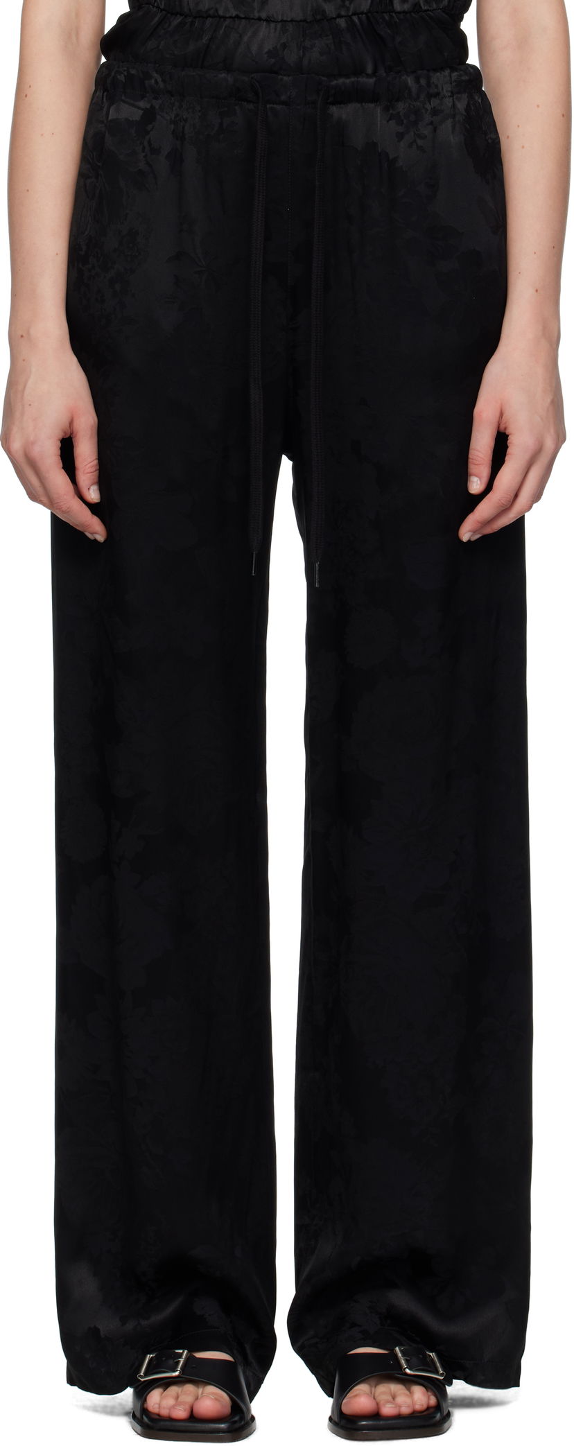 Штани Maison Margiela MM6 Maison Margiela Jacquard Wide-Leg Trousers чорний | S52KA0551 M35471