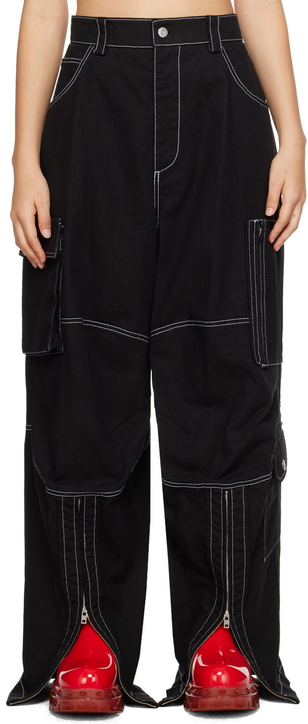 Штани карго We11done We11done Topstitching Cargo Pants чорний | WD-PT3-23-218-W-BK