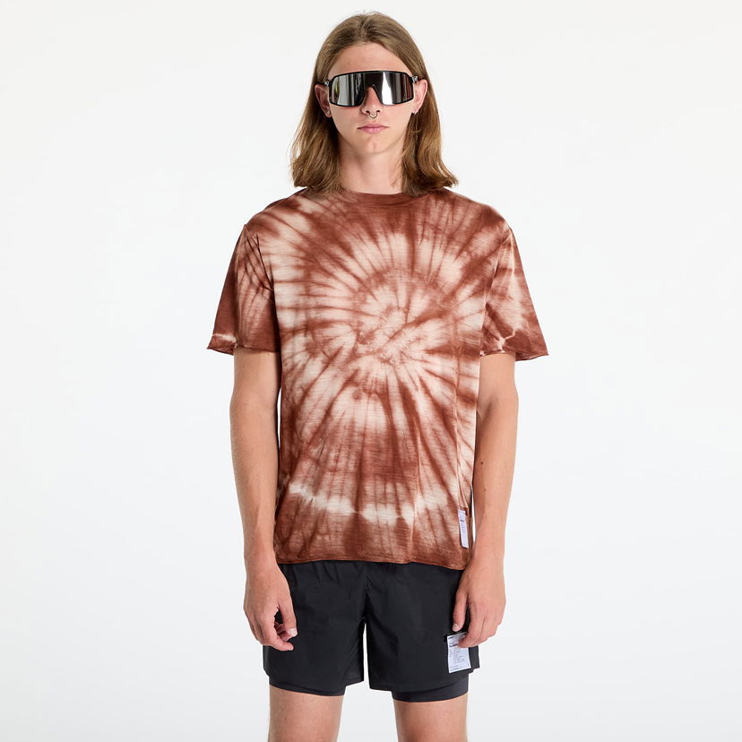 Футболка Satisfy CloudMerino T-Shirt UNISEX Tie-Dye Pine Коричневий | 11002-TDPI