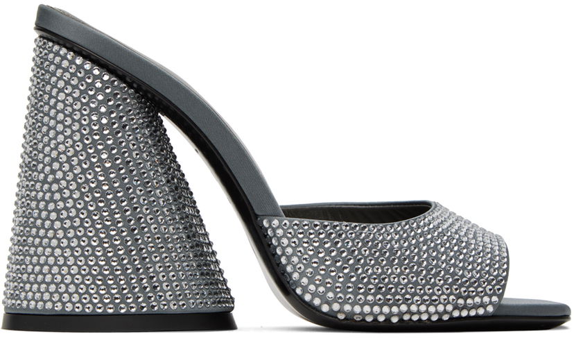 Аксесуари The Attico The Attico Luz Crystal-Embellished Heeled Sandals Сірий | 237WS502 TV07