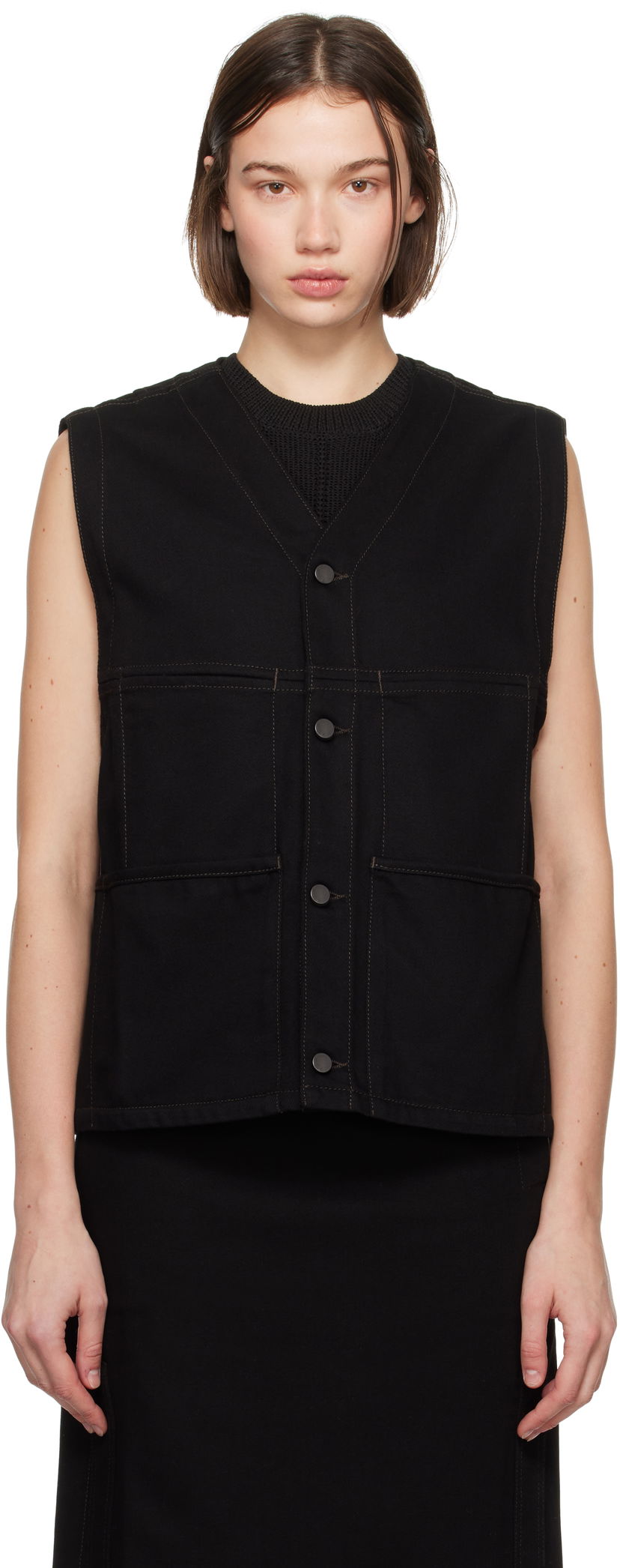 Жилет LEMAIRE Lemaire Y-Neck Denim Vest чорний | OW1109 LD1004