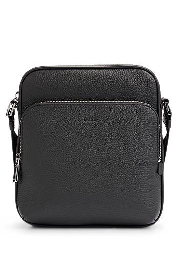 Сумка BOSS Reporter bag in Italian leather with embossed logo чорний | 50529288