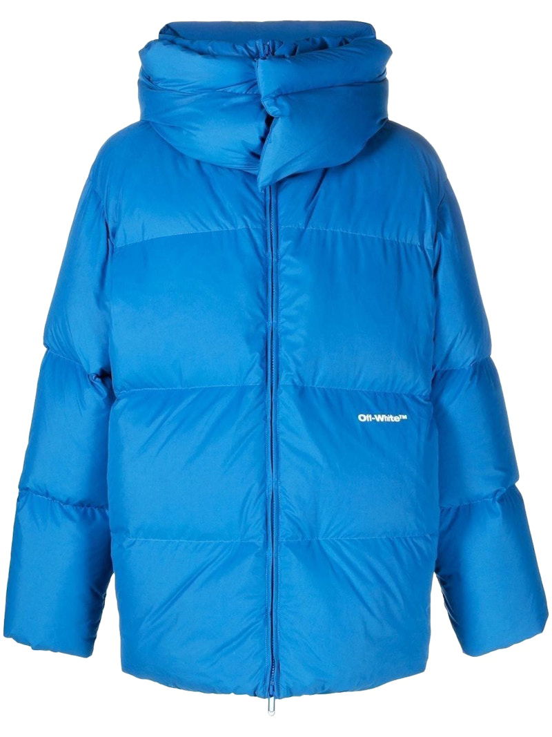 Пуховик Off-White Logo-Print Padded Jacket Blue Синій | OMED045F22FAB0014501