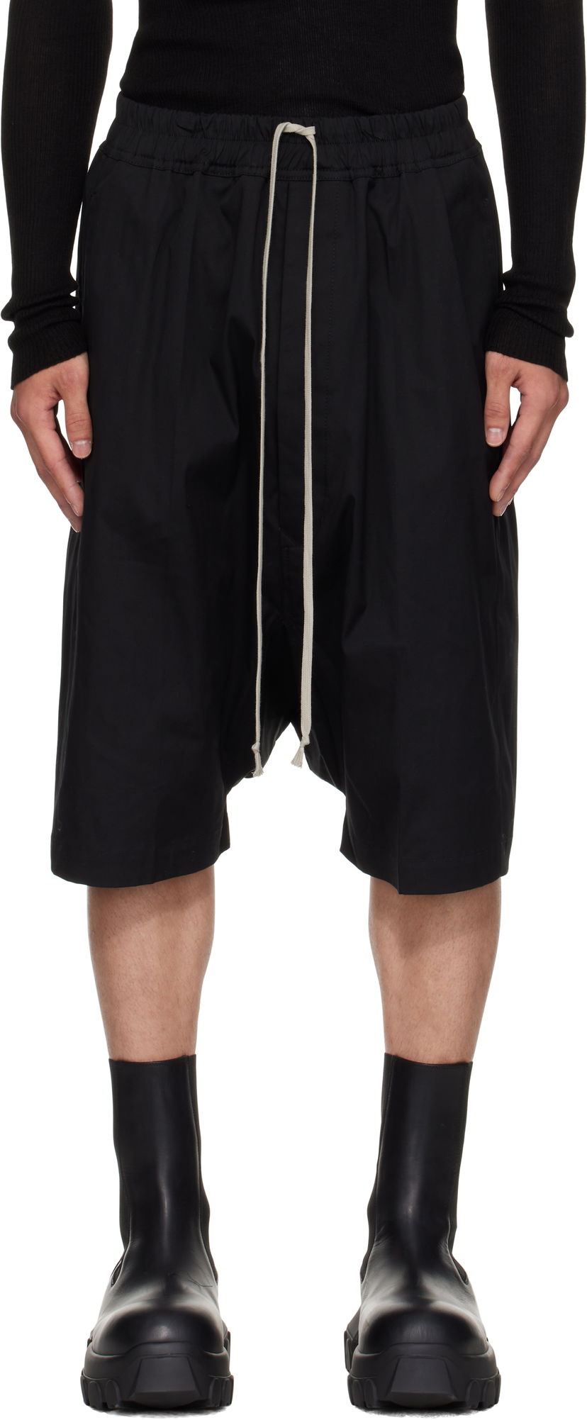 Шорти Rick Owens Rick Owens Pods Shorts чорний | RU02E1384 TE