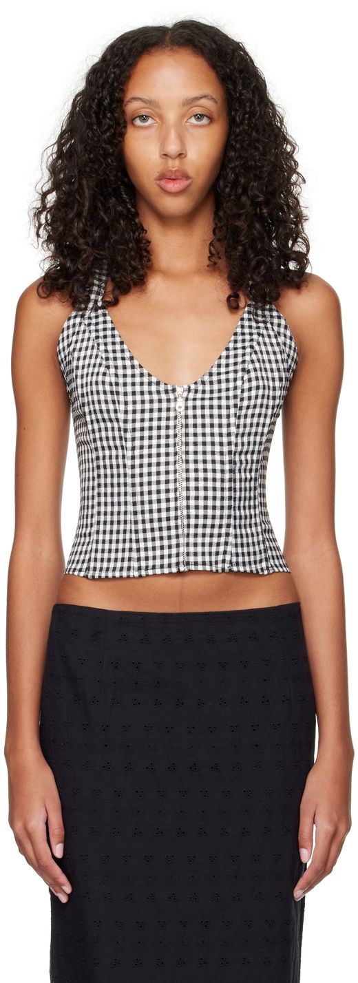 Безрукавка Miaou Miaou Work Capsule Valda Gingham Corset Top чорний | 7056GINOND