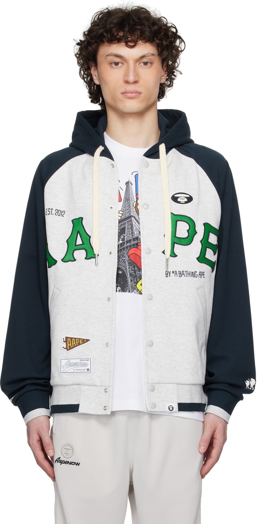 Куртка бомбер AAPE by A Bathing Ape AAPE by A Bathing Ape Main Zip Up Hoodie Jacket Сірий | AAPSWMC323XANWH2