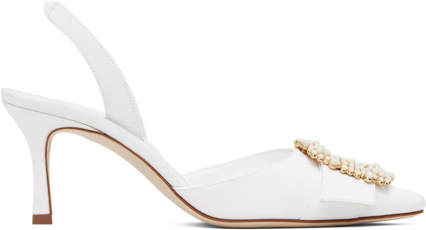 Кросівки та взуття Manolo Blahnik Manolo Blahnik Gibsli Slingback Pumps білий | 125-2953
