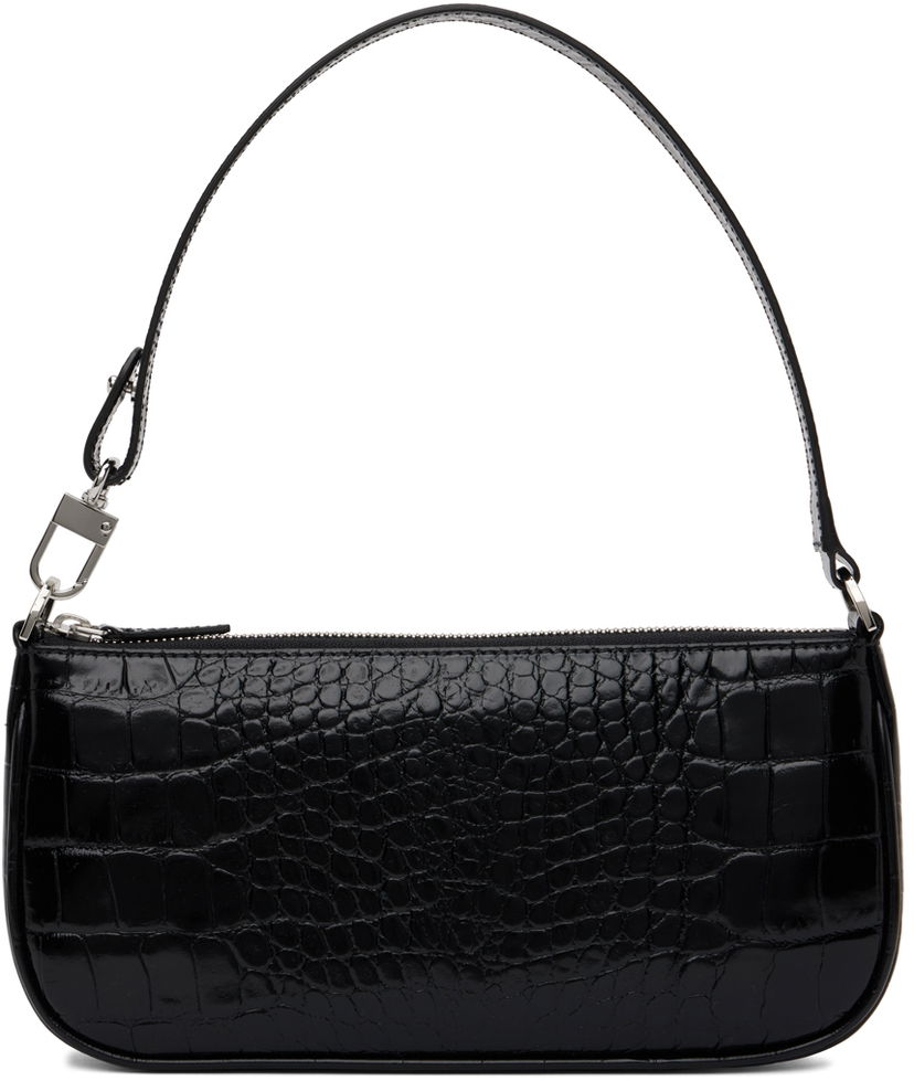 Сумочка BY FAR Croc Embossed Leather Shoulder Bag чорний | 19PFRCLSBLDMED