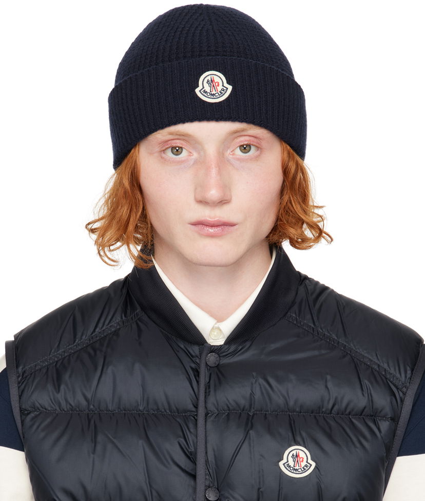 Шапка Moncler Navy Wool & Cashmere Beanie темно-синій | J20913B00023M4281