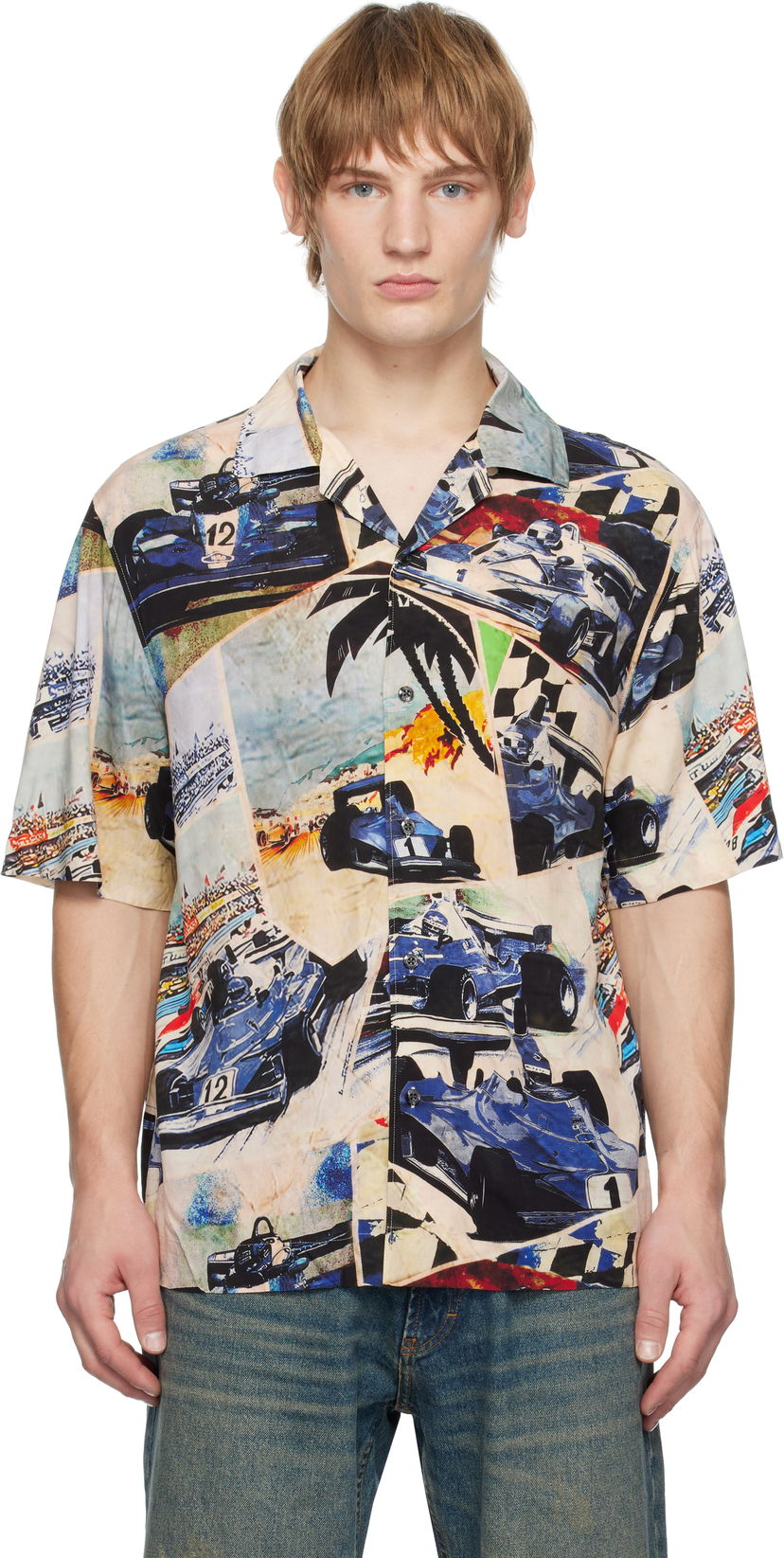 Сорочка BOSS Printed Viscose Short Sleeve Shirt Синій | 50534276