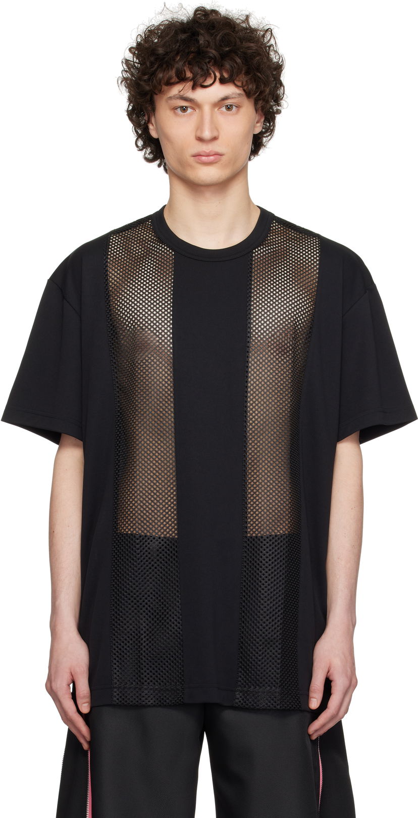 Футболка Comme des Garçons Homme Plus Polyester Piqué and Mesh T-Shirt чорний | PO-T016-051