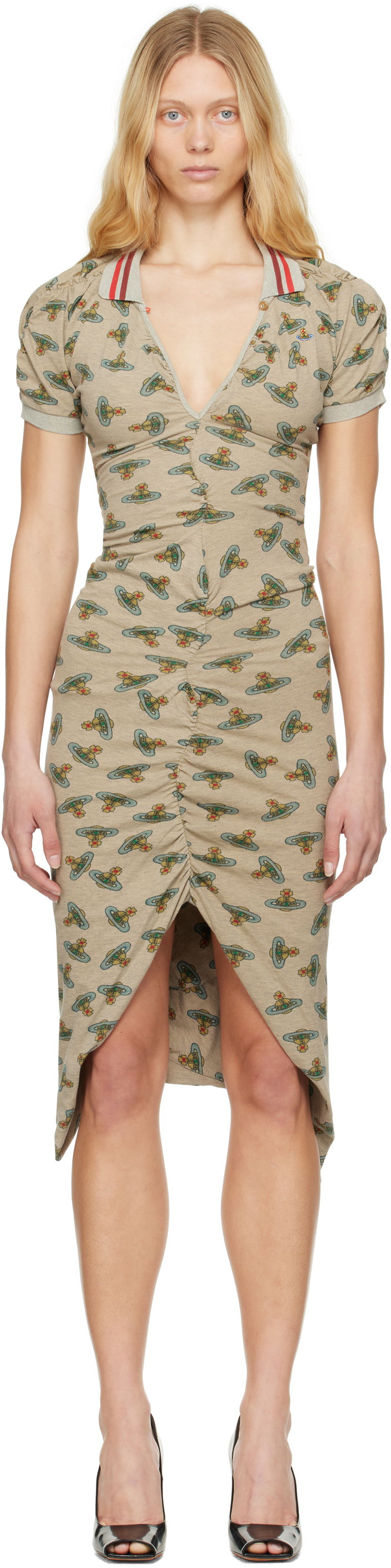 плаття Vivienne Westwood Vivienne Westwood Pulling Midi Dress бежевий | 1102000Z-J008U-