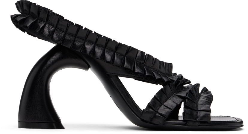 Аксесуари Dries Van Noten Dries Van Noten Ruffled Leather Heeled Sandals чорний | WS251-1566-150