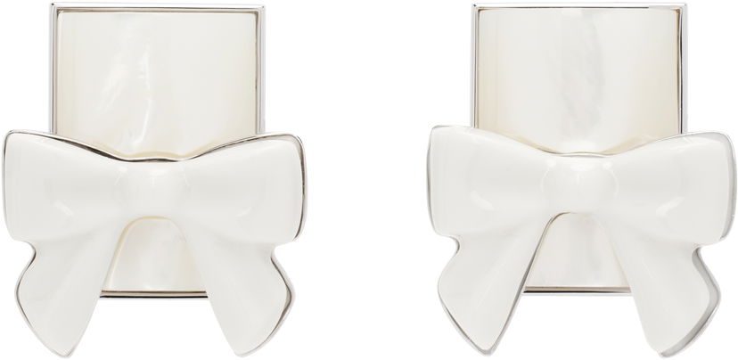 Сережки SHUSHU/TONG YVMIN Edition Bowknot Square Earrings білий | 25615WHT00DN2